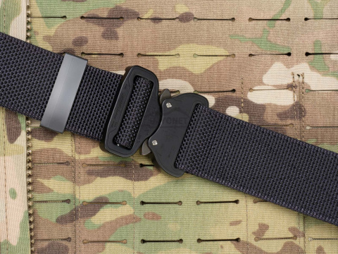 Belt medium-stiff COMBAT Black width of 45mm with metal buckle Cobra® 9kN matte Black ears Universal size 70-120cm