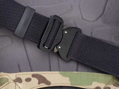 Belt medium-stiff COMBAT Black width of 45mm with metal buckle Cobra® 9kN matte Black ears Universal size 70-120cm