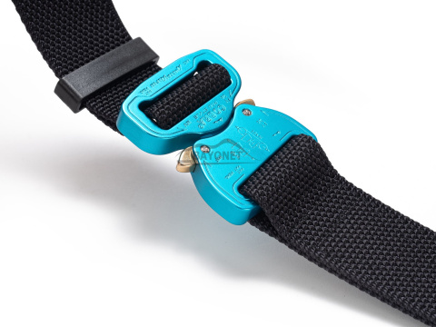 Belt medium-stiff COMBAT Black width of 38mm with metal buckle Cobra® 9kN azure blue Universal size 70-120cm