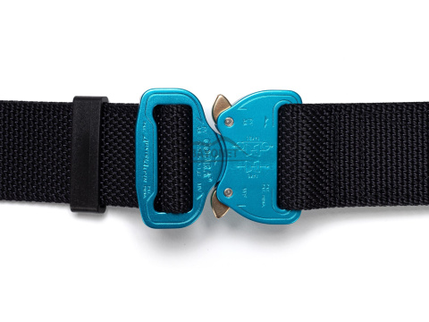 Belt medium-stiff COMBAT Black width of 38mm with metal buckle Cobra® 9kN azure blue Universal size 70-120cm