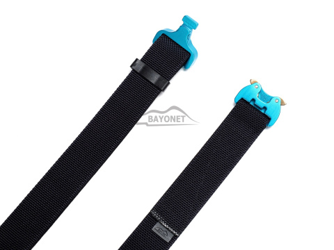 Belt medium-stiff COMBAT Black width of 38mm with metal buckle Cobra® 9kN azure blue Universal size 70-120cm