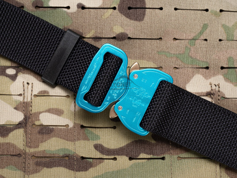 Belt medium-stiff COMBAT Black width of 38mm with metal buckle Cobra® 9kN azure blue Universal size 70-120cm