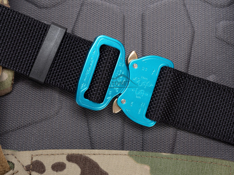 Belt medium-stiff COMBAT Black width of 38mm with metal buckle Cobra® 9kN azure blue Universal size 70-120cm