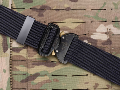 Belt medium-stiff COMBAT Black width of 45mm with metal buckle Cobra® 9kN KTL brass ears Universal size 70-120cm