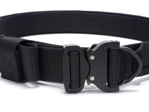 Tactical belt for carrying weapons and ammunition® STORM Black 2-layer with PALS for MOLLE Cobra® D-ring 18kN