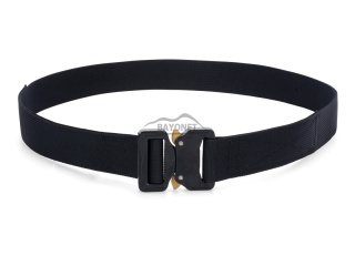 Belt soft OUTDOOR Black 33mm wide with Cobra® 9kN KTL black with brass ears flat metal buckle Universal size 70-120cm