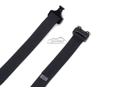 Belt soft OUTDOOR Black 33mm wide with Cobra® 9kN KTL black with brass ears flat metal buckle Universal size 70-120cm