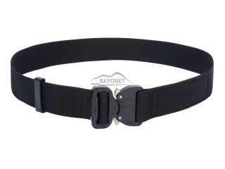 Belt soft OUTDOOR Black 38mm wide with Cobra® 9kN KTL black with brass ears flat metal buckle Universal size 70-120cm