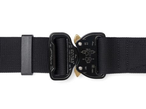 Belt soft OUTDOOR Black 38mm wide with Cobra® 9kN KTL black with brass ears flat metal buckle Universal size 70-120cm