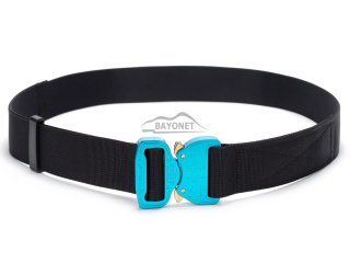 Belt soft OUTDOOR Black 38mm wide with Cobra® 9kN azure blue flat metal buckle Universal size 70-120cm