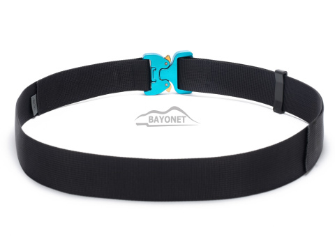 Belt soft OUTDOOR Black 38mm wide with Cobra® 9kN azure blue flat metal buckle Universal size 70-120cm