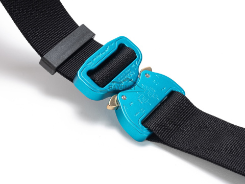 Belt soft OUTDOOR Black 38mm wide with Cobra® 9kN azure blue flat metal buckle Universal size 70-120cm