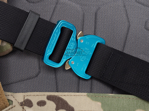 Belt soft OUTDOOR Black 38mm wide with Cobra® 9kN azure blue flat metal buckle Universal size 70-120cm