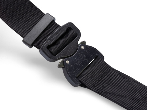 Belt soft OUTDOOR Black 38mm wide with Cobra® 9kN all matte black flat metal buckle Universal size 70-120cm