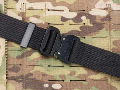 Belt soft OUTDOOR Black 38mm wide with Cobra® 9kN all matte black flat metal buckle Universal size 70-120cm