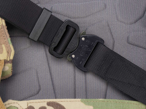 Belt soft OUTDOOR Black 38mm wide with Cobra® 9kN all matte black flat metal buckle Universal size 70-120cm