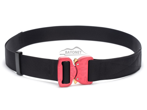 Belt soft OUTDOOR Black 38mm wide with Cobra® 9kN pink flat metal buckle Universal size 70-120cm