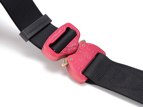 Belt soft OUTDOOR Black 38mm wide with Cobra® 9kN pink flat metal buckle Universal size 70-120cm