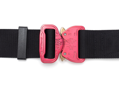 Belt soft OUTDOOR Black 38mm wide with Cobra® 9kN pink flat metal buckle Universal size 70-120cm