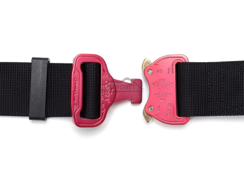 Belt soft OUTDOOR Black 38mm wide with Cobra® 9kN pink flat metal buckle Universal size 70-120cm