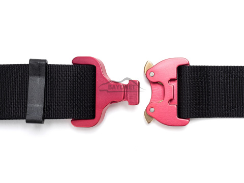 Belt soft OUTDOOR Black 38mm wide with Cobra® 9kN pink flat metal buckle Universal size 70-120cm