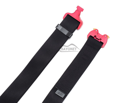 Belt soft OUTDOOR Black 38mm wide with Cobra® 9kN pink flat metal buckle Universal size 70-120cm