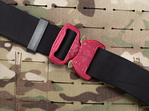 Belt soft OUTDOOR Black 38mm wide with Cobra® 9kN pink flat metal buckle Universal size 70-120cm