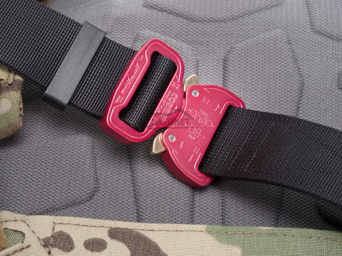 Belt soft OUTDOOR Black 38mm wide with Cobra® 9kN pink flat metal buckle Universal size 70-120cm