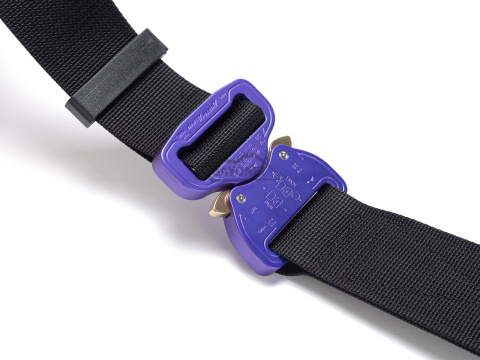 Belt soft OUTDOOR Black 38mm wide with Cobra® 9kN purple flat metal buckle Universal size 70-120cm