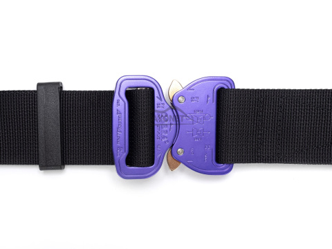 Belt soft OUTDOOR Black 38mm wide with Cobra® 9kN purple flat metal buckle Universal size 70-120cm