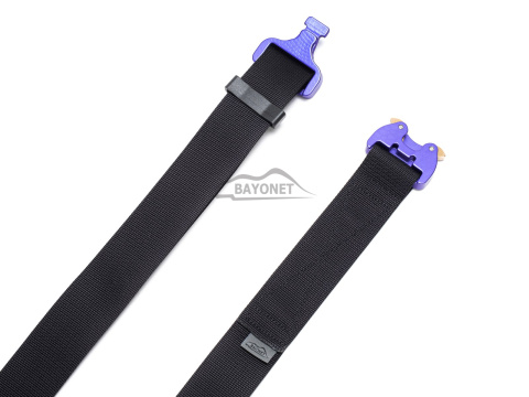 Belt soft OUTDOOR Black 38mm wide with Cobra® 9kN purple flat metal buckle Universal size 70-120cm