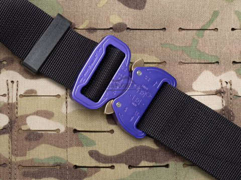 Belt soft OUTDOOR Black 38mm wide with Cobra® 9kN purple flat metal buckle Universal size 70-120cm