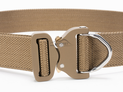 Belt stiff THIRDLINE Coyote Brown 45mm wide 1-layer with Cobra® D-ring 18kN reinforced metal buckle