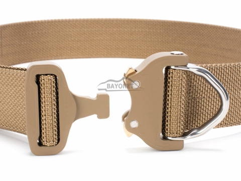 Belt stiff THIRDLINE Coyote Brown 45mm wide 1-layer with Cobra® D-ring 18kN reinforced metal buckle