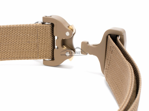 Belt stiff THIRDLINE Coyote Brown 45mm wide 1-layer with Cobra® D-ring 18kN reinforced metal buckle