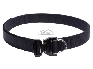 Belt stiff THIRDLINE Black 38mm wide 1-layer with Cobra® D-ring 18kN reinforced metal buckle