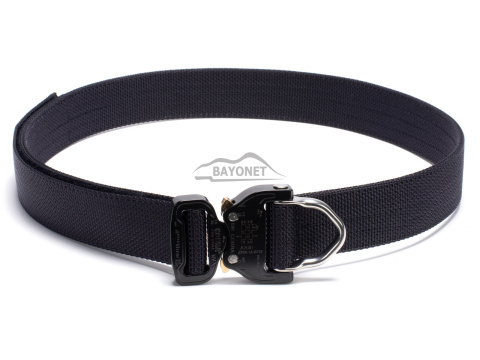 Belt stiff THIRDLINE Black 38mm wide 1-layer with Cobra® D-ring 18kN reinforced metal buckle