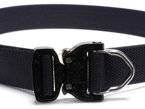 Belt stiff THIRDLINE Black 38mm wide 1-layer with Cobra® D-ring 18kN reinforced metal buckle