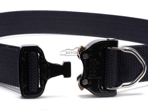 Belt stiff THIRDLINE Black 38mm wide 1-layer with Cobra® D-ring 18kN reinforced metal buckle