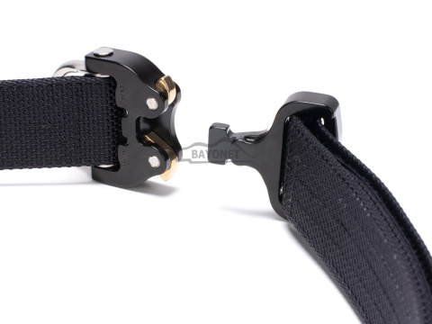 Belt stiff THIRDLINE Black 38mm wide 1-layer with Cobra® D-ring 18kN reinforced metal buckle