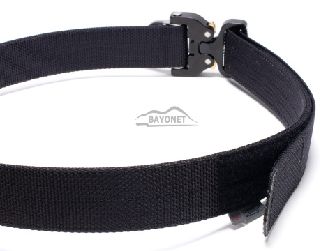 Belt stiff THIRDLINE Black 38mm wide 1-layer with Cobra® D-ring 18kN reinforced metal buckle