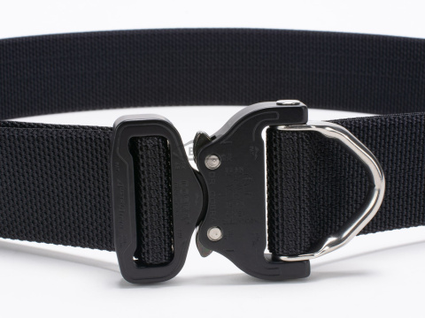 Belt stiff THIRDLINE Black 45mm wide 1-layer with Cobra® D-ring 18kN reinforced metal buckle